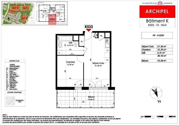 Appartement T2 à vendre  2 pièces - 40,10 m 2   LA VERPILLIERE  - 38
