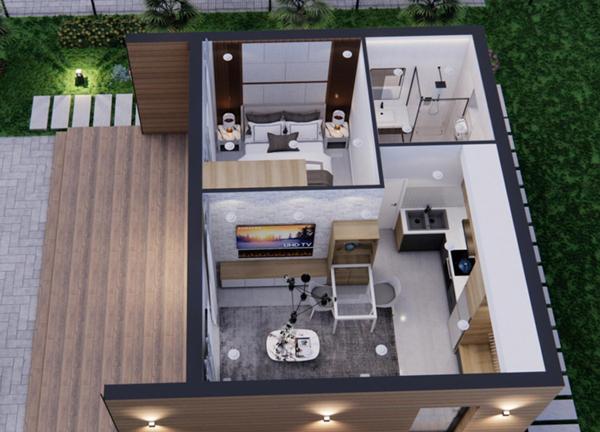 MAISON INDIVIDUELLE de plain-pied d'environ 40 m²