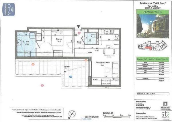 Appartement à louer 2 pièces 42.6m²