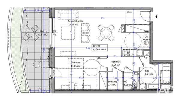 Appartement à vendre 2 pièces 63 m² Aix-les-Bains