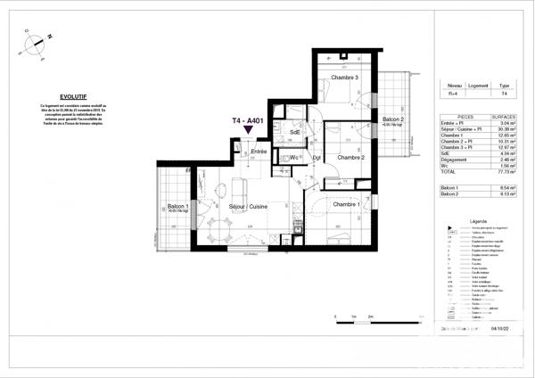 Appartement à vendre 4 pièces 77,73 m² La Rochelle