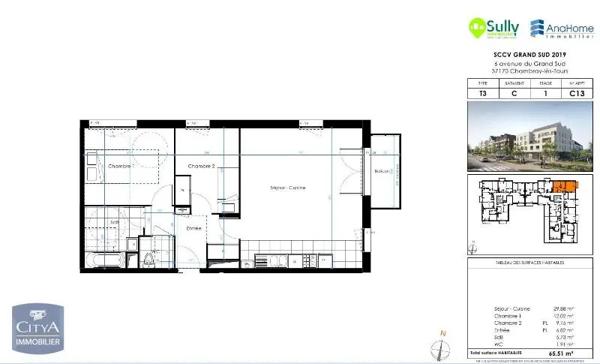 Appartement à louer 3 pièces 65.51m²