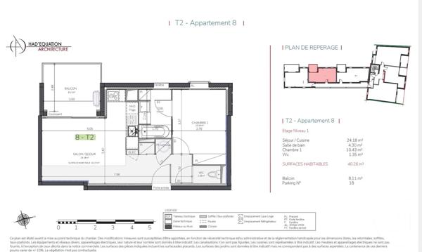 Appartement F2 à vendre  3 pièces - 40,26 m2 MIMIZAN - 40