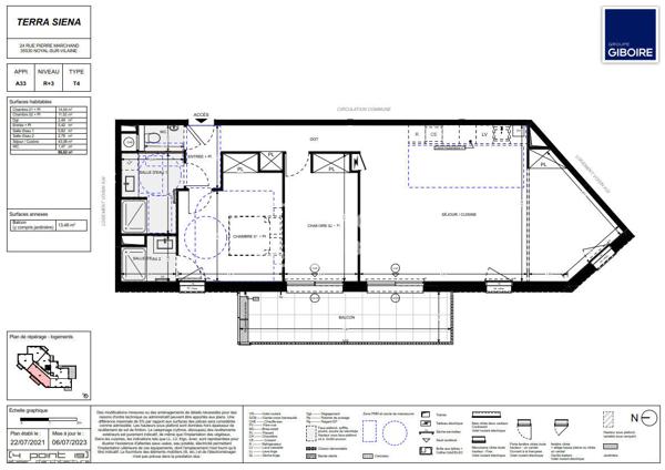 Appartement T4 à vendre NOYAL SUR VILAINE - 86 m² (réf : TERRASIENA-A33)