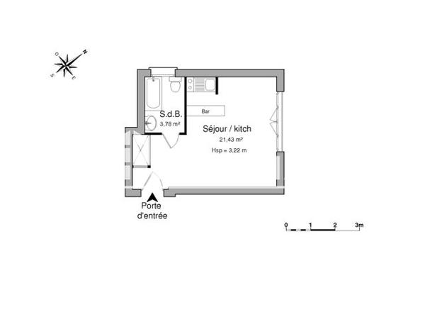 Location Studio 25.21 m² - 33 TER QUAI DE PRAGUE Orleans 45100