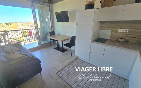 VIAGER LIBRE – CAP D’AGDE (34)– T2, BALCON AVEC VUE DÉGAGÉE JUSQU’AU PORT ET LA MER