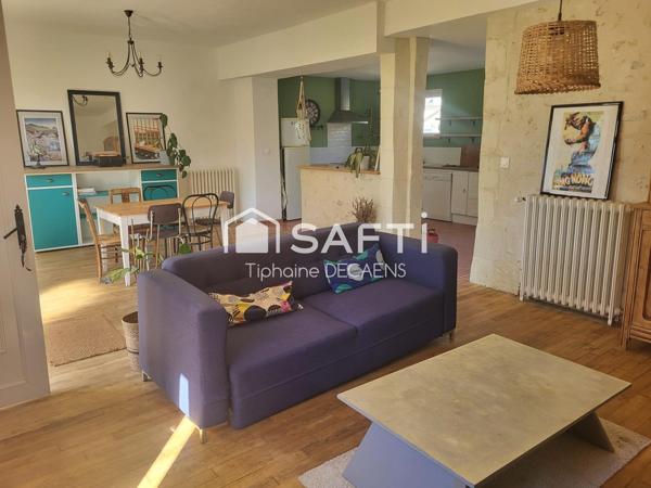maison avec sous sol intégral, grande pièce de vie cuisine ouverte, dépendance et garage