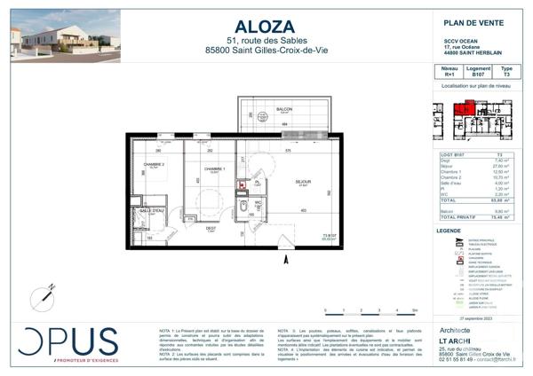 Appartement F3 à vendre  3 pièces - 65,60 m 2   ST GILLES CROIX DE VIE  - 85