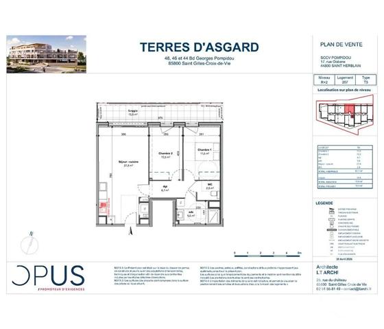 Appartement F3 à vendre  3 pièces - 62,70 m 2   ST GILLES CROIX DE VIE  - 85