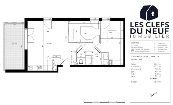 Appartement 3 pièces de 83m² + Balcon + 2 parking ! L'UNION