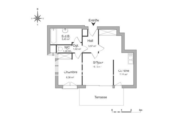 Location Appartement 2 pièces 43.36 m² - 5 RUE DE L'ESPLANADE DE L'ARCHE Aix En Provence 13090