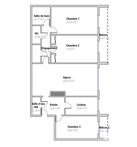 Appartement à vendre 4 pièces 70 m² Montrouge