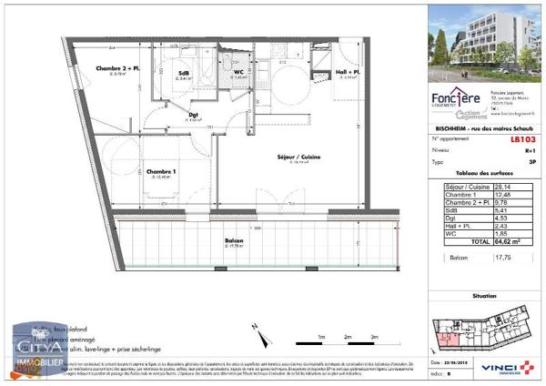 Appartement à louer 3 pièces 64.62m²