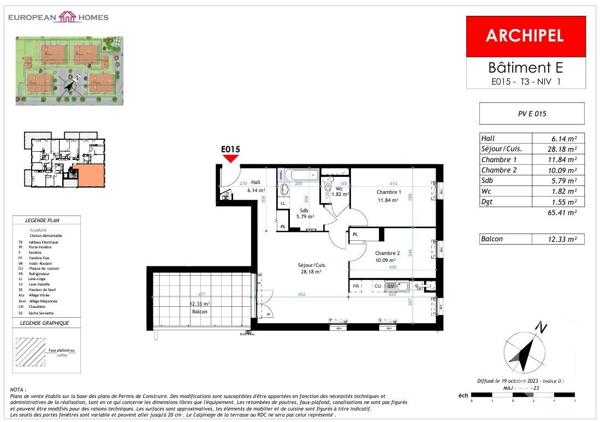 Appartement à vendre  3 pièces - 65,41 m2 LA VERPILLIERE - 38