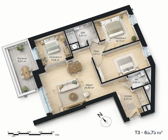 Appartement (neuf) à vendre 3 pièces 66 m² Douvres-la-Délivrande