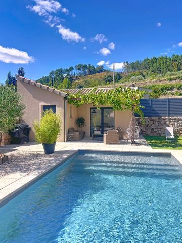 Sud Ardèche / Les Vans : Maison contemporaine 160 m2, Piscine et Pool house, jardin