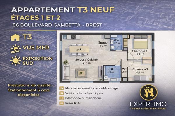 Brest (29200) Brest centre – Immeuble avec permis validé – Vue mer – Opération clé en main