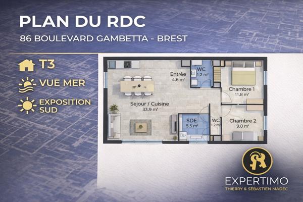 Brest (29200) Brest centre – Immeuble avec permis validé – Vue mer – Opération clé en main