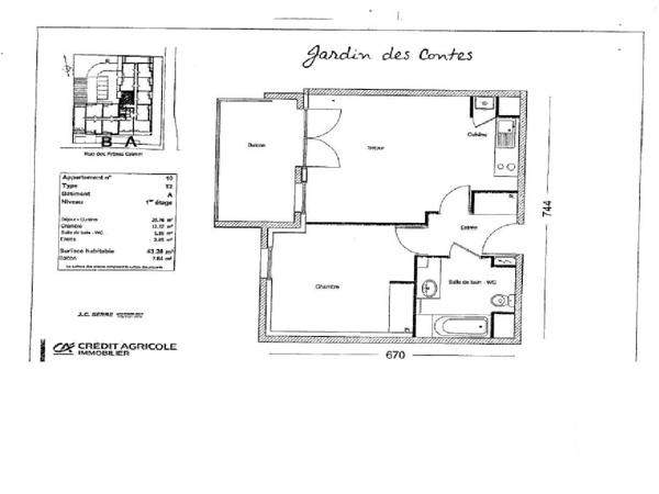 Appartement F2 à vendre  2 pièces - 43,28 m2 ST HERBLAIN - 44