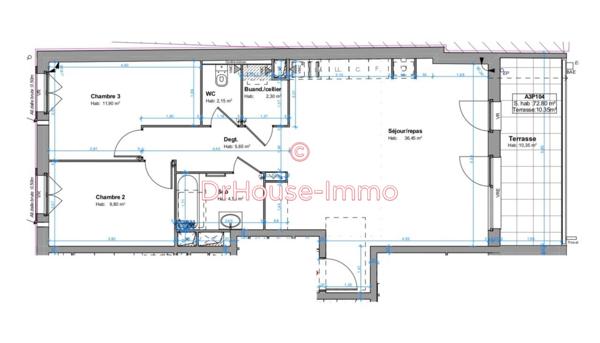 Appartement à vendre 3 pièces de 72 m²