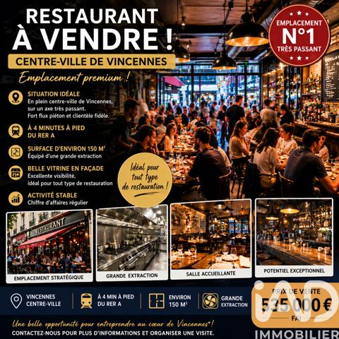Restaurant à vendre 150 m² Vincennes