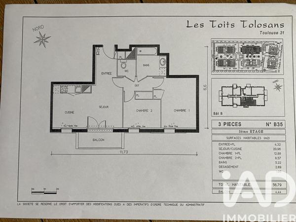 Appartement à vendre 3 pièces 57 m² Toulouse