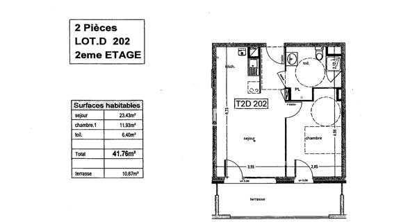 À vendre Appartement 2 pièces 41.76 m² - Morières-lès-avignon 84310