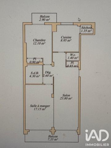 Appartement (prestige) à vendre 3 pièces 74 m² Antibes