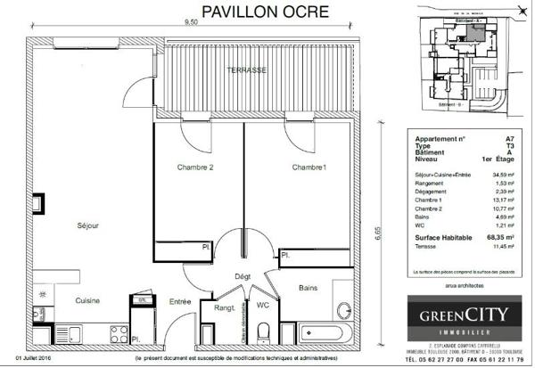 CUGNAUX / Location Appartement 3 Pièces 68 m²