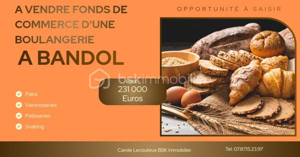 🥐 BOULANGERIE À VENDRE – BANDOL 🌊☀️

💰 231 000 € FAI – BELLE OPPORTUNITÉ COMMERCIALE

✨ À saisir ! Belle opportunité pour cette boulangerie sur le secteur très recherché de Bandol, dans une ville dynamique, attractive et vivante tout au long de l’année.

🥖 L’établissement propose actuellement une activité autour de la vente de pains, viennoiseries, pâtisseries et snacking, avec un potentiel intéressant de développement et de diversification.

📍 BANDOL : UNE VILLE ATTRACTIVE TOUTE L’ANNÉE

🌊 Station balnéaire réputée du littoral varois, Bandol bénéficie d’une véritable attractivité à l’année, grâce à sa population locale, ses nombreux commerces, restaurants, marchés, son port de plaisance, ses plages, ses activités et ses animations.

☀️ En période estivale, la fréquentation augmente naturellement avec l’arrivée d’une importante clientèle touristique attirée par le bord de mer, les plages 🏖️, le port ⚓, les activités nautiques, les restaurants et les nombreuses animations proposées dans la commune.

🎰 La présence du Casino de Bandol constitue également un véritable atout pour la vie et la fréquentation de la ville, en contribuant à maintenir une activité et une clientèle sur une large amplitude horaire, y compris en dehors de la pleine saison.

⏰ UNE GRANDE FLEXIBILITÉ DANS LES HORAIRES

L’activité peut permettre d’envisager une large amplitude d’ouverture, adaptée au fonctionnement et au projet du futur exploitant.

👉 Possibilité d’organiser les horaires avec ou sans coupure, selon les besoins de l’activité et les choix de gestion.

Cette souplesse permet de travailler différents moments de la journée et de répondre aux habitudes d’une clientèle variée :

☕🥐 Petit-déjeuner
🥖 Vente de pains et viennoiseries
🥪 Déjeuner et snacking
🍰 Pause gourmande et pâtisserie
🌙 Snacking et consommation en fin de journée

Une ouverture sur une plage horaire étendue peut ainsi permettre de maximiser les opportunités commerciales en s’adaptant au rythme