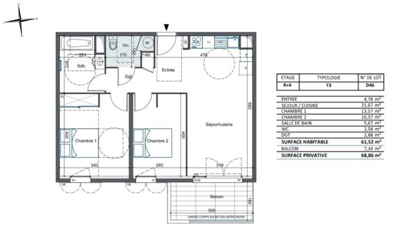 Appartement 3 pièces de 62 m² à Cavaillon (84300)