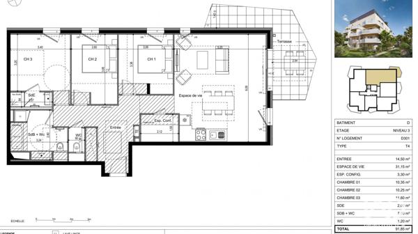 Appartement à vendre 4 pièces 92 m² Ville-la-Grand