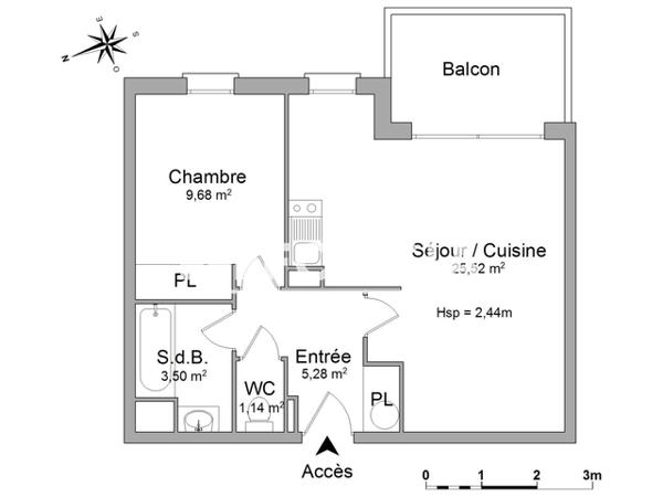 Location Appartement 2 pièces 43.15 m² - 2 RUE HENRI ZIEGLER Toulouse 31300