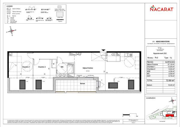 Appartement Pornic 4 pièce(s) 105.71 m2 BALCON DE 21.18M² EXPO SUD