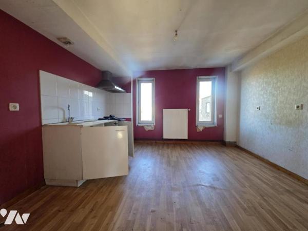 Ensemble immobilier avec hangar, cellule commerciale et deux appartements.