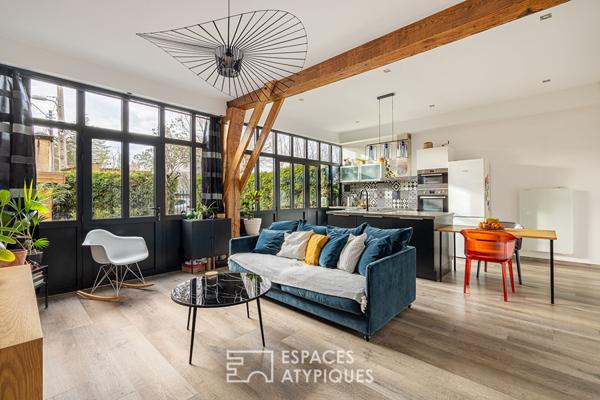 Appartement esprit loft avec jardin dans une ancienne ferme