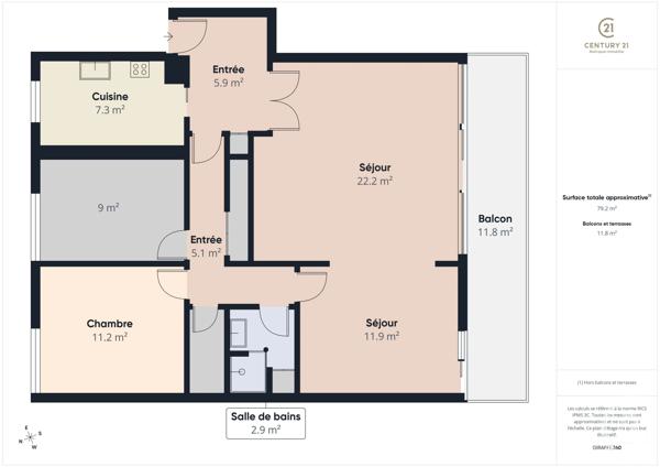 Appartement F4 à vendre  4 pièces - 81 m 2   CHARTRES  - 28