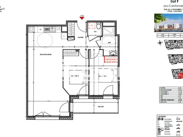 Location Appartement 3 pièces 67.83 m² - Louviers 27400