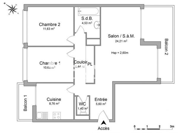 Location Appartement 3 pièces 73.3 m² - 28 ROUTE DE SAINT JEAN Antibes 06600