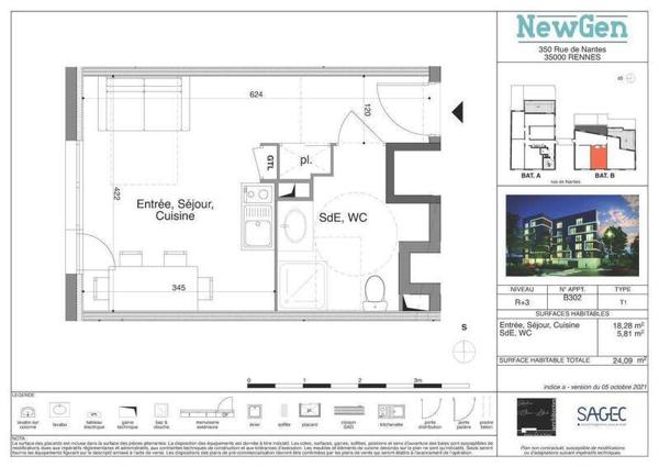 Appartement 1 pièce - 35000 Rennes