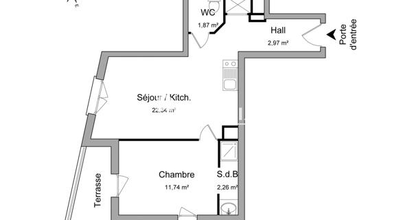Location Appartement 2 pièces 41.18 m² - Nantes 44300