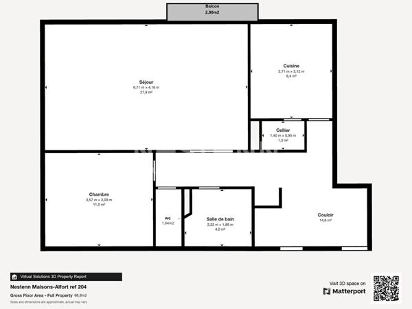 Appartement 2P/3P de 68 m2 avec parking et cave Charentonneau