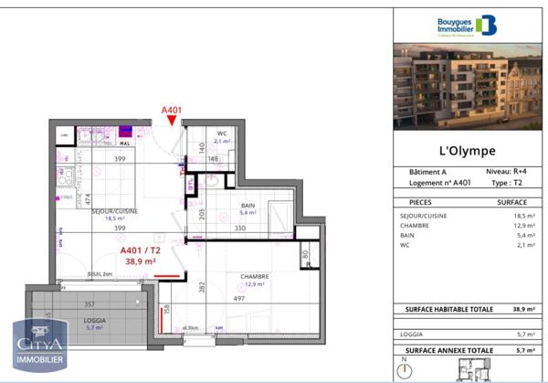 Appartement à louer 2 pièces 38.9m² Metz (57070)