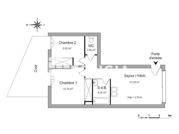 Location Appartement 3 pièces 49.03 m² - 2 RUE GARIBALDI Narbonne 11100