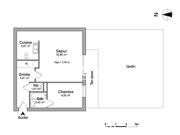 Location Studio 44.38 m² - 2 R Guillaume LE TALLEUR Rouen 76000