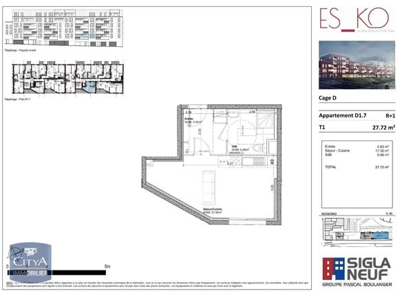 Appartement à louer 1 pièce 27.72m²
