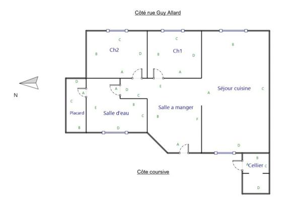 T3 73 m² dernier étage lumineux – Voiron centre gare – Extérieur + caves