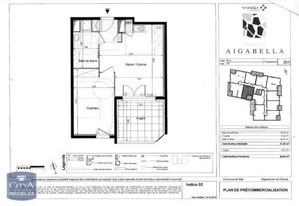 Location appartement Sète (34200) 2 pièces 41.39m²