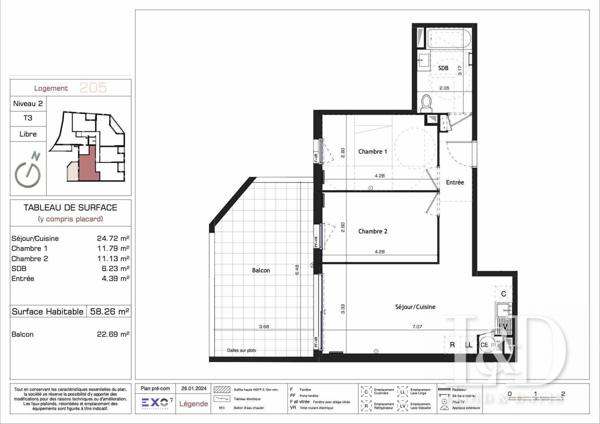 T3 avec vue sur jardin exposé ouest