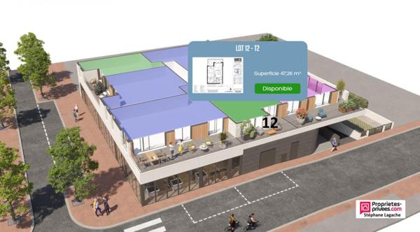 Appartement Le Touquet Paris Plage 2 pièce(s) 47.26 m2 avec terrasse 1ém² et parking